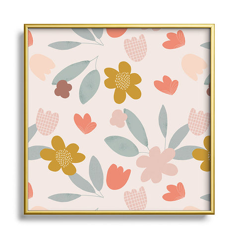 Menina Lisboa Spring Colorful Flowers Square Metal Framed Art Print
