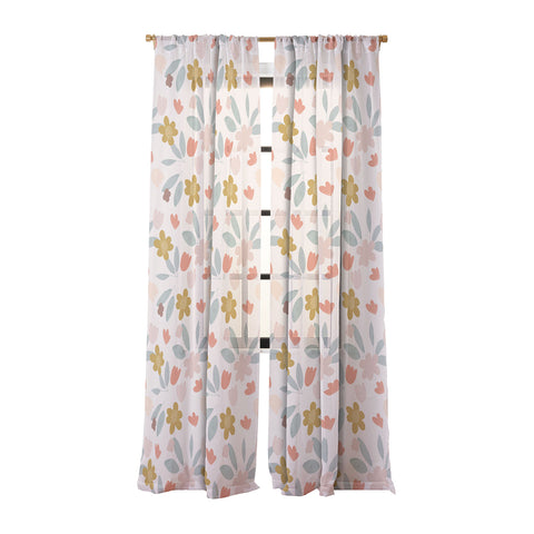 Menina Lisboa Spring Colorful Flowers Sheer Window Curtain