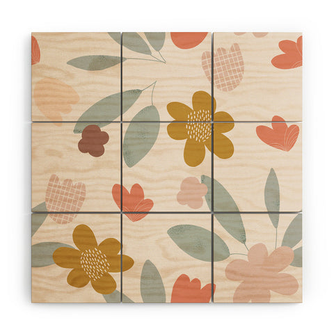 Menina Lisboa Spring Colorful Flowers Wood Wall Mural