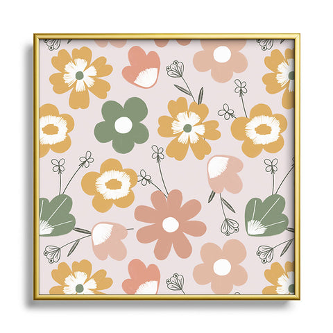 Menina Lisboa Spring Daisies Square Metal Framed Art Print