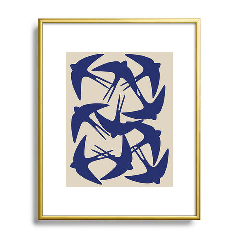 Menina Lisboa Spring Swallows Metal Framed Art Print