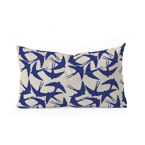 Menina Lisboa Spring Swallows Oblong Throw Pillow