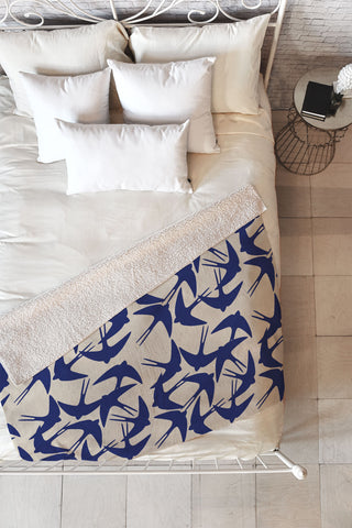 Menina Lisboa Spring Swallows Fleece Throw Blanket