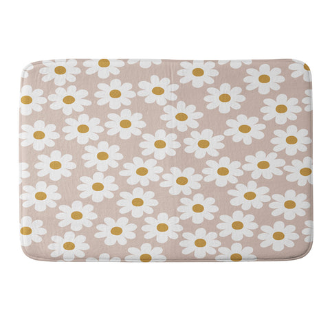 Menina Lisboa Spring White Daisies Memory Foam Bath Mat