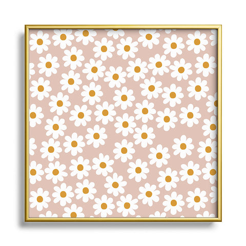 Menina Lisboa Spring White Daisies Square Metal Framed Art Print