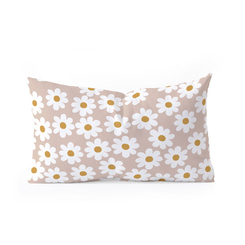 Menina Lisboa Spring White Daisies Oblong Throw Pillow
