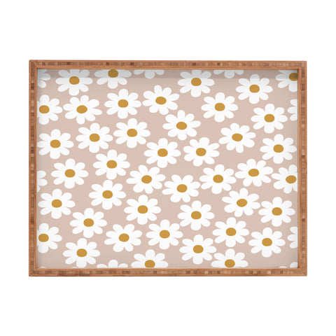 Menina Lisboa Spring White Daisies Rectangular Tray