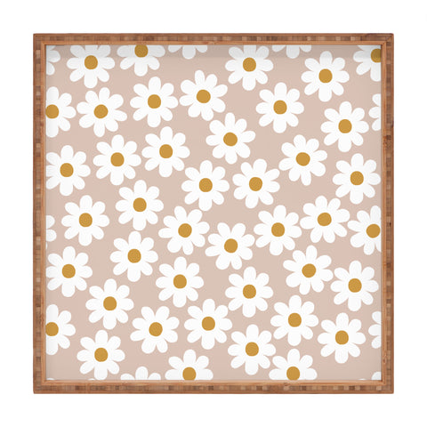 Menina Lisboa Spring White Daisies Square Tray