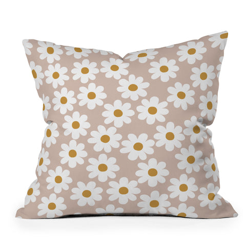Menina Lisboa Spring White Daisies Throw Pillow