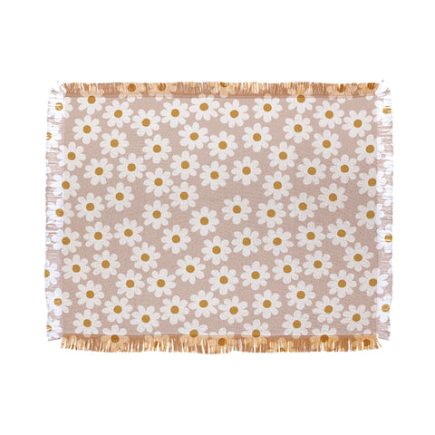 Menina Lisboa Spring White Daisies Throw Blanket