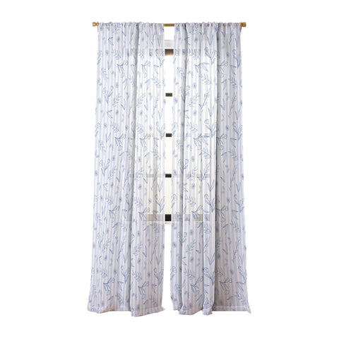 Menina Lisboa Striped Cottagecore Florals Sheer Window Curtain