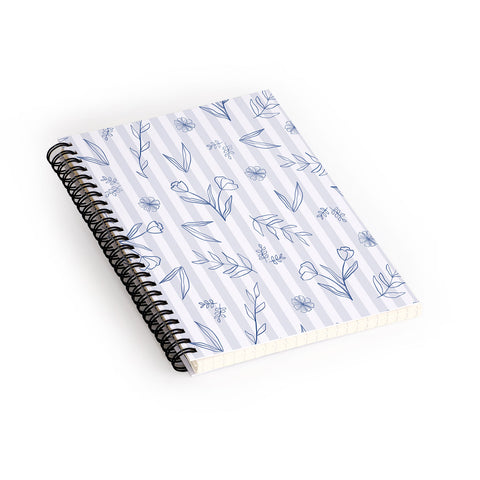 Menina Lisboa Striped Cottagecore Florals Spiral Notebook