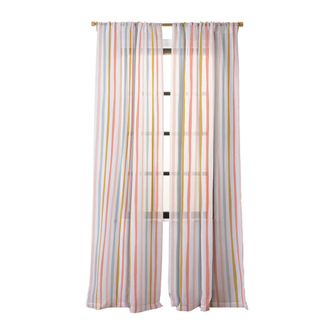 Menina Lisboa Summer Colorful Stripes Sheer Window Curtain