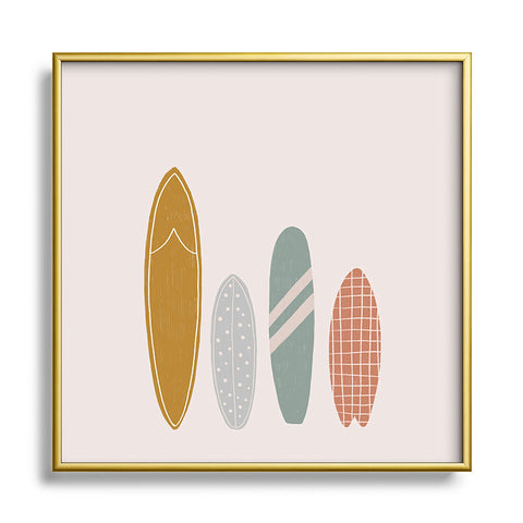 Menina Lisboa Summer Cool Surfboards Square Metal Framed Art Print