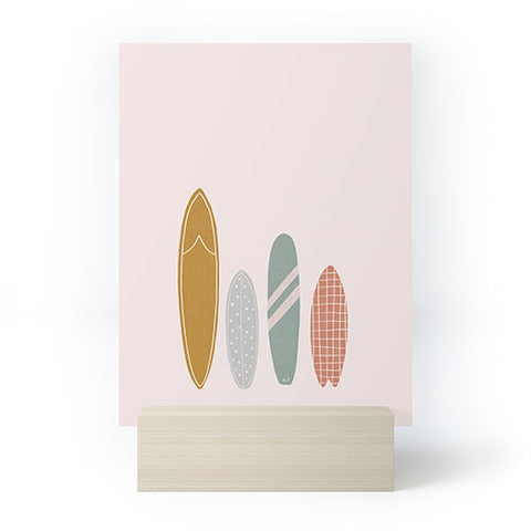 Menina Lisboa Summer Cool Surfboards Mini Art Print