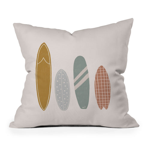 Menina Lisboa Summer Cool Surfboards Outdoor Throw Pillow