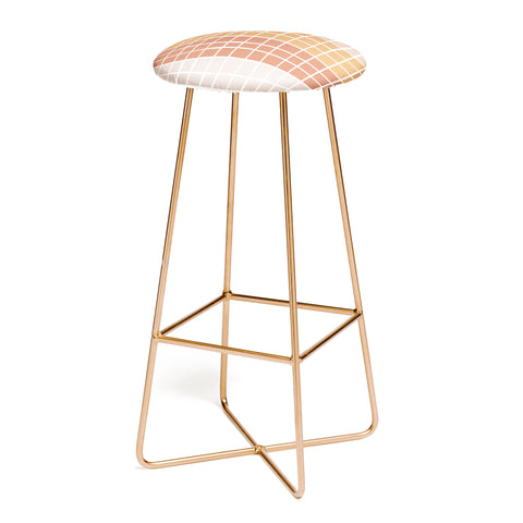 Menina Lisboa Terracotta Color Block Stripes Bar Stool