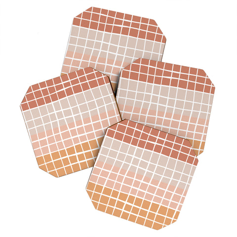 Menina Lisboa Terracotta Color Block Stripes Coaster Set