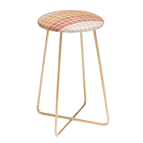 Menina Lisboa Terracotta Color Block Stripes Counter Stool