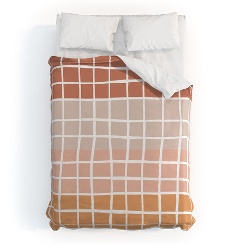 Menina Lisboa Terracotta Color Block Stripes Duvet Cover