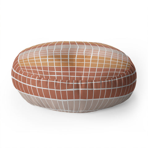 Menina Lisboa Terracotta Color Block Stripes Floor Pillow Round