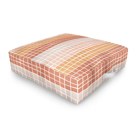 Menina Lisboa Terracotta Color Block Stripes Outdoor Floor Cushion