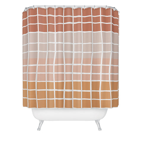 Menina Lisboa Terracotta Color Block Stripes Shower Curtain