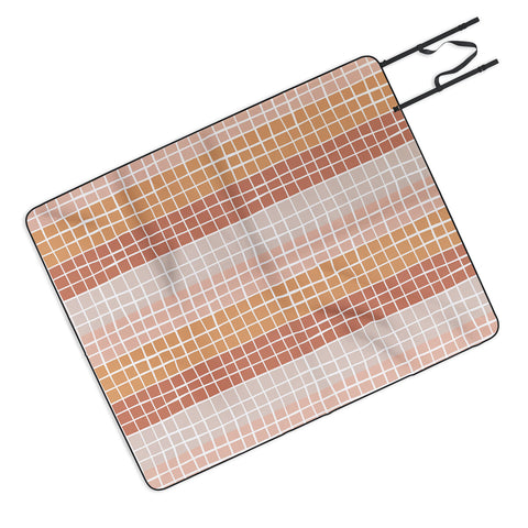 Menina Lisboa Terracotta Color Block Stripes Picnic Blanket