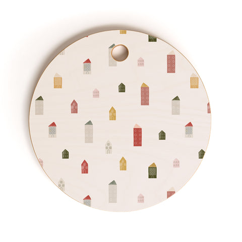 Menina Lisboa Tiny Scandinavian Houses Cutting Board Round