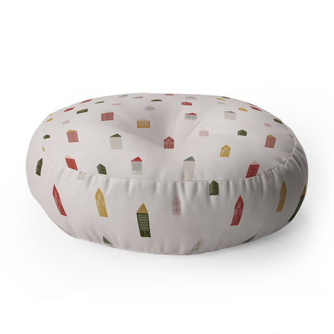 Menina Lisboa Tiny Scandinavian Houses Floor Pillow Round