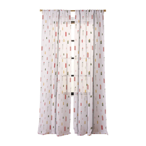 Menina Lisboa Tiny Scandinavian Houses Sheer Window Curtain