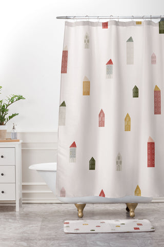 Menina Lisboa Tiny Scandinavian Houses Shower Curtain And Mat
