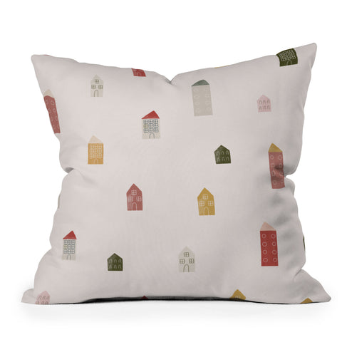 Menina Lisboa Tiny Scandinavian Houses Throw Pillow