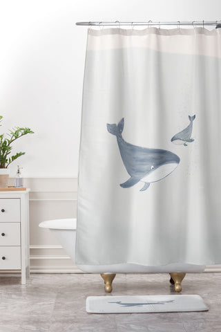 Menina Lisboa Two Whales Shower Curtain And Mat
