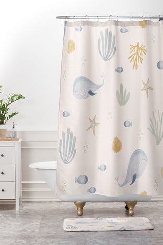 Menina Lisboa Under the Deep Sea Shower Curtain And Mat