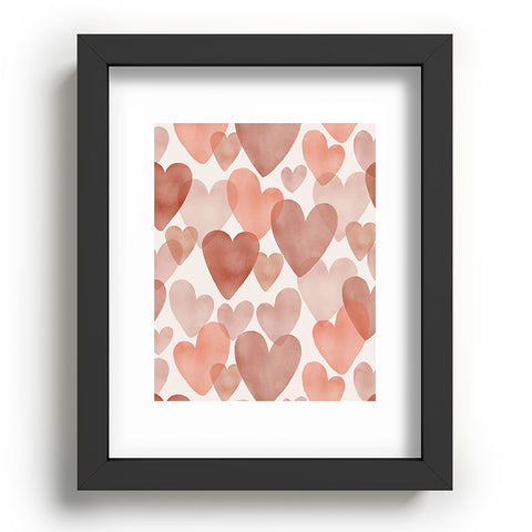 Menina Lisboa Watercolor Red Hearts Recessed Framing Rectangle