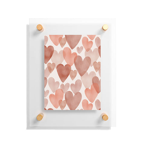 Menina Lisboa Watercolor Red Hearts Floating Acrylic Print
