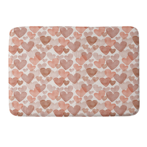 Menina Lisboa Watercolor Red Hearts Memory Foam Bath Mat