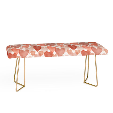 Menina Lisboa Watercolor Red Hearts Bench