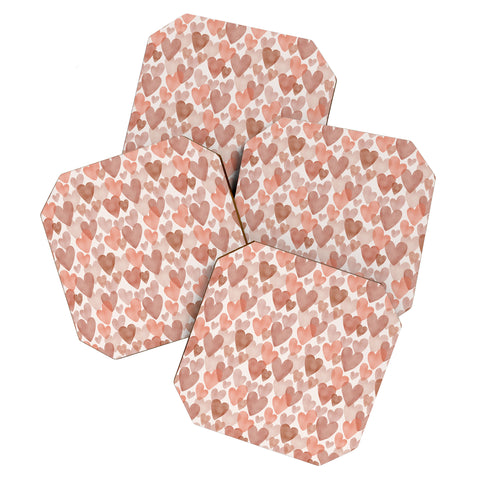 Menina Lisboa Watercolor Red Hearts Coaster Set