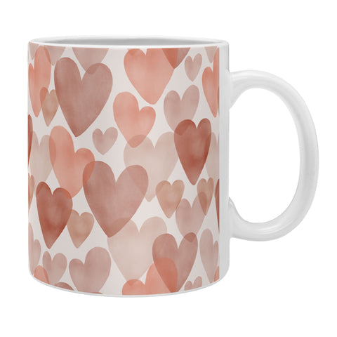 Menina Lisboa Watercolor Red Hearts Coffee Mug