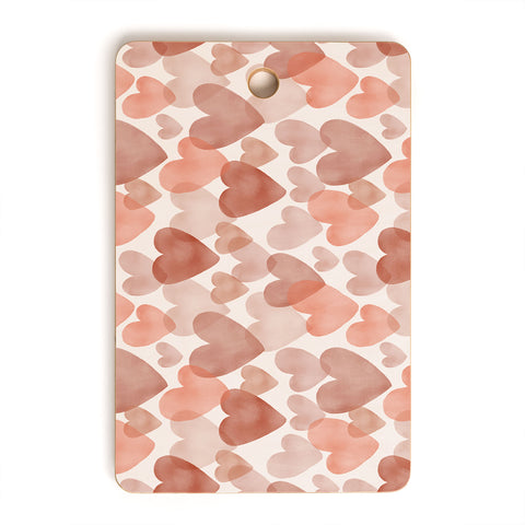 Menina Lisboa Watercolor Red Hearts Cutting Board Rectangle