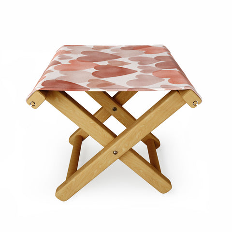 Menina Lisboa Watercolor Red Hearts Folding Stool