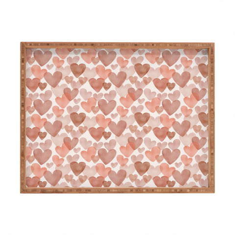 Menina Lisboa Watercolor Red Hearts Rectangular Tray