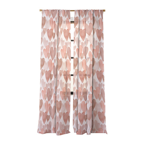 Menina Lisboa Watercolor Red Hearts Sheer Non Repeat