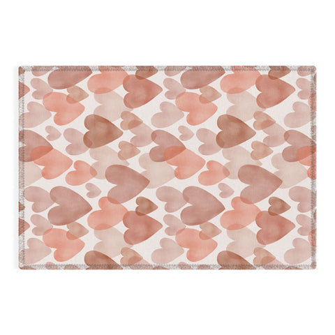 Menina Lisboa Watercolor Red Hearts Outdoor Rug