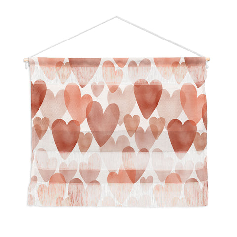 Menina Lisboa Watercolor Red Hearts Wall Hanging Landscape