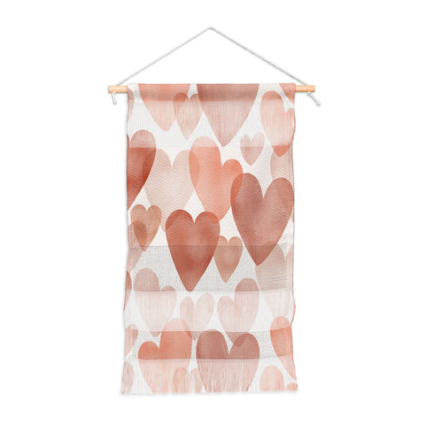 Menina Lisboa Watercolor Red Hearts Wall Hanging Portrait