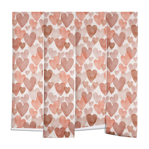 Menina Lisboa Watercolor Red Hearts Wall Mural