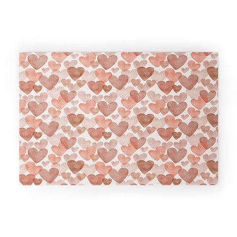 Menina Lisboa Watercolor Red Hearts Welcome Mat